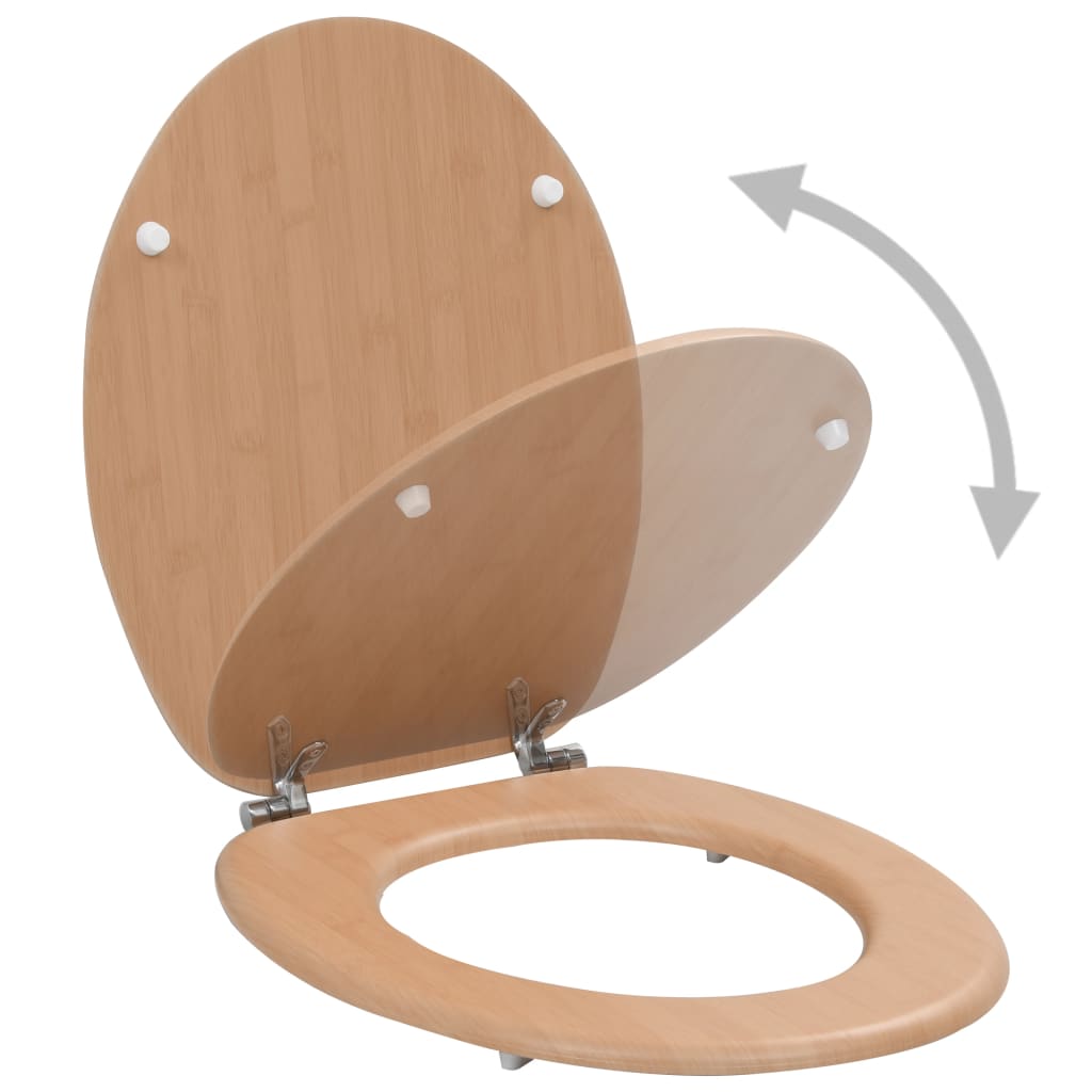 vidaXL WC Toilet Seat with Lid MDF Bamboo Design