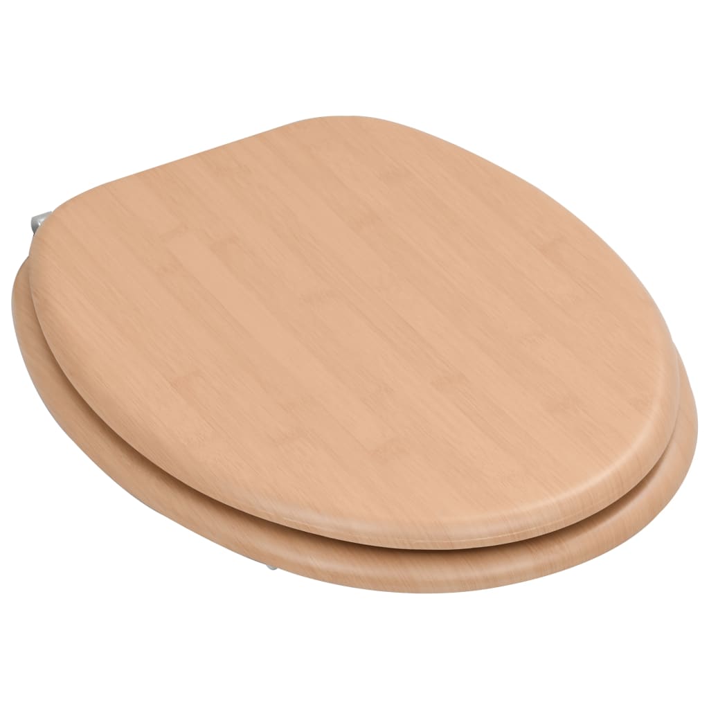 vidaXL WC Toilet Seat with Lid MDF Bamboo Design