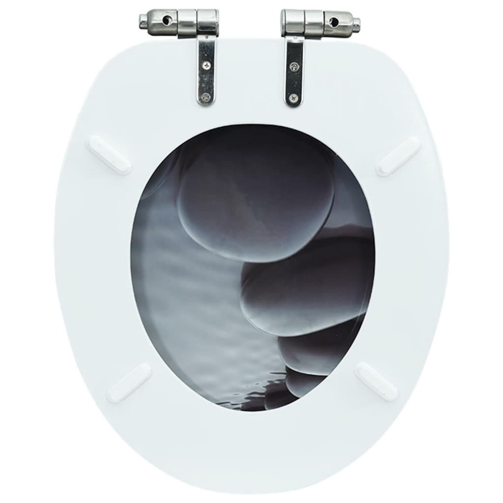 vidaXL WC Toilet Seat with Soft Close Lid MDF Stones Design