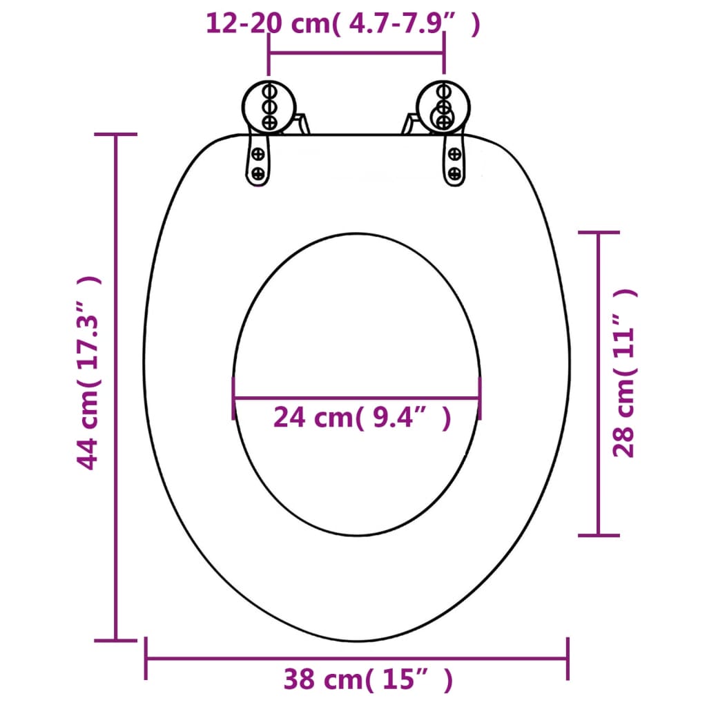 vidaXL WC Toilet Seat with Soft Close Lid MDF Dolphins Design