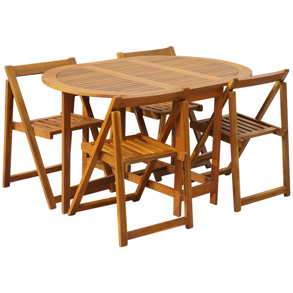 45594 vidaXL 5 Piece Folding Outdoor Dining Set Solid Acacia Wood
