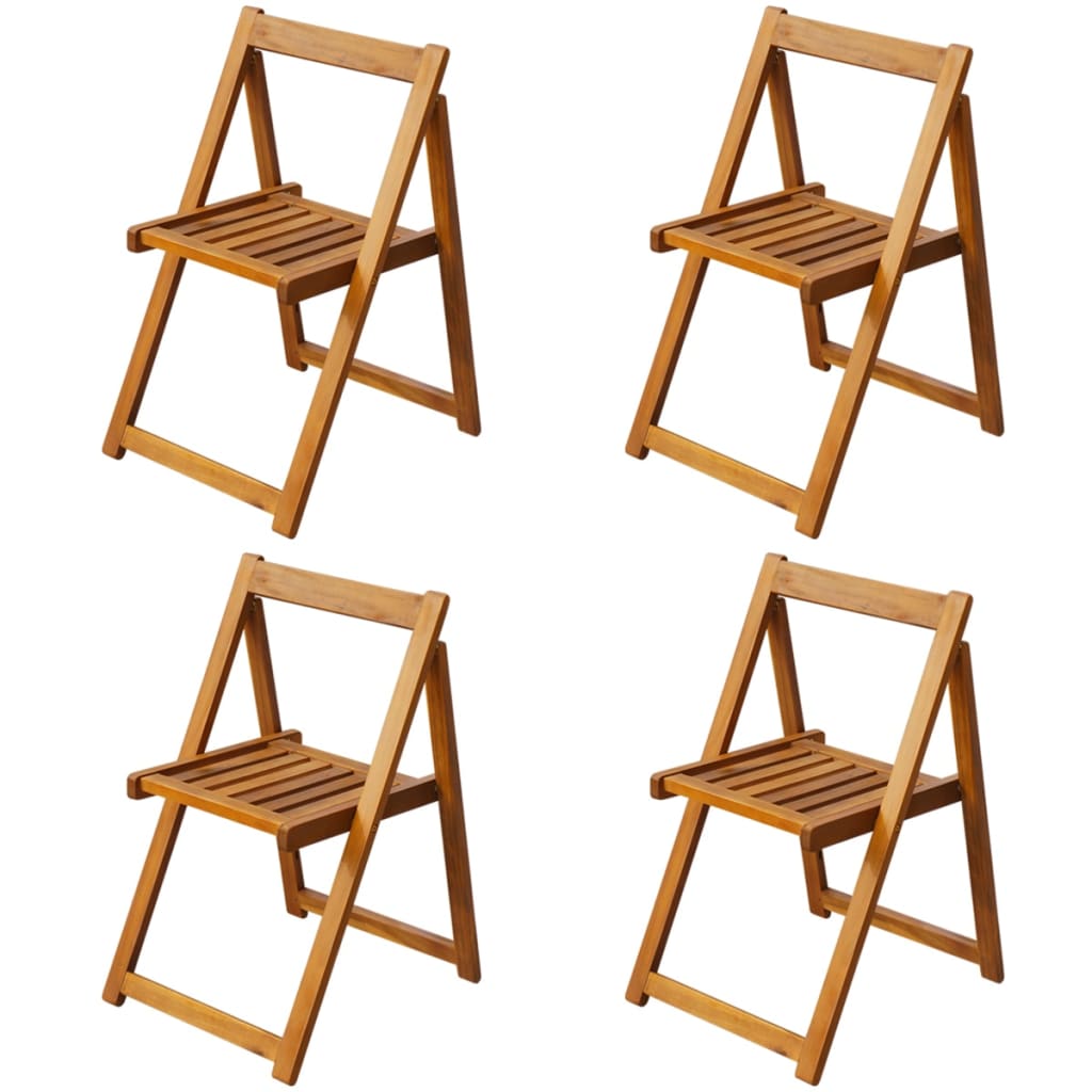 5 Piece Folding Outdoor Dining Set Solid Acacia Wood