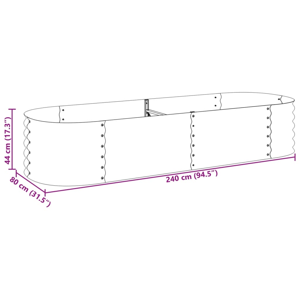 Verhoogd tuinbed 240x80x44 cm Gegalvaniseerd staal Zilver