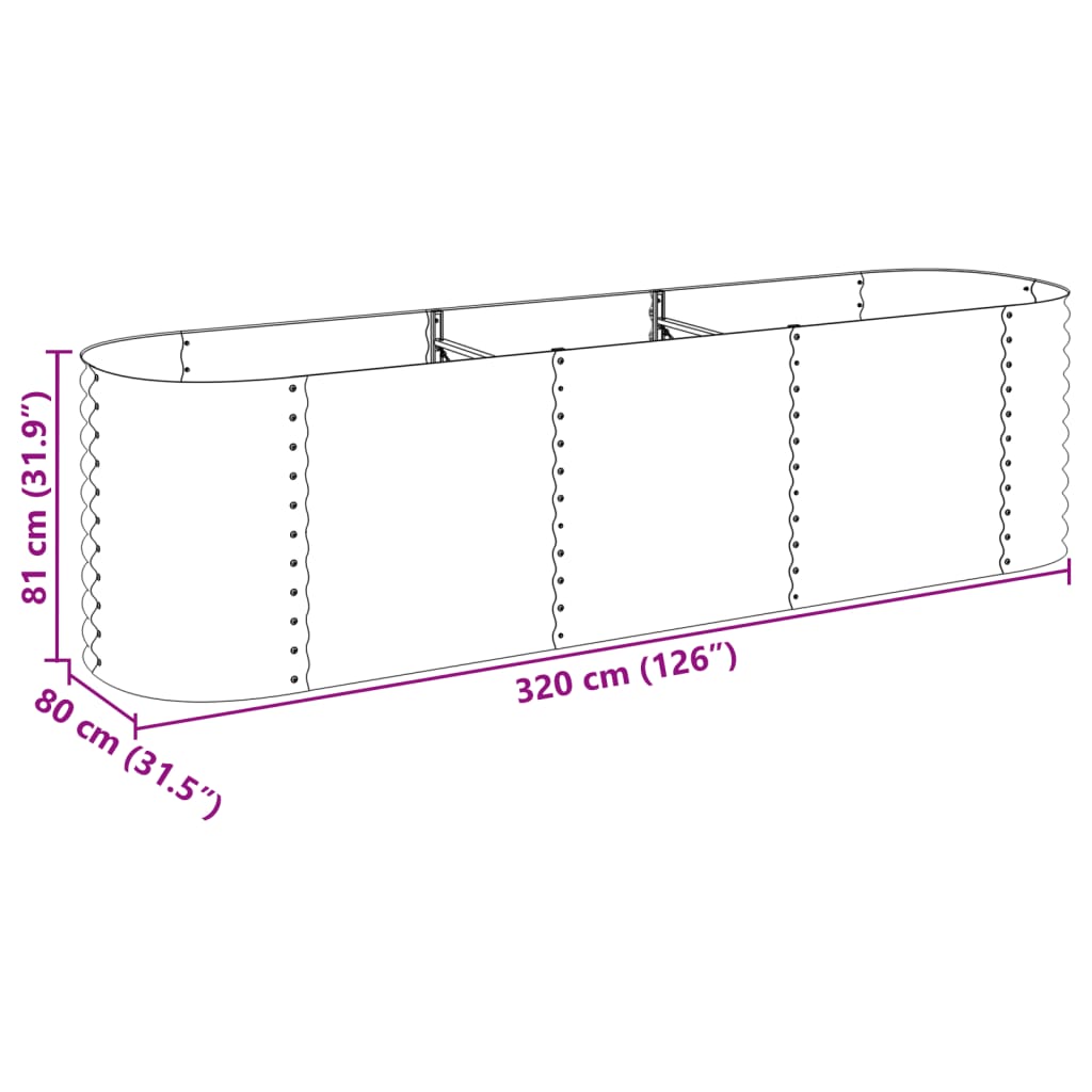 Jardinière surélevée 320x80x81 cm Acier Galvanisé Gris