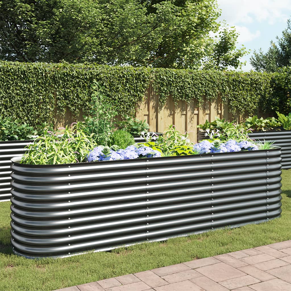 Jardinière surélevée 320x80x81 cm Acier Galvanisé Gris