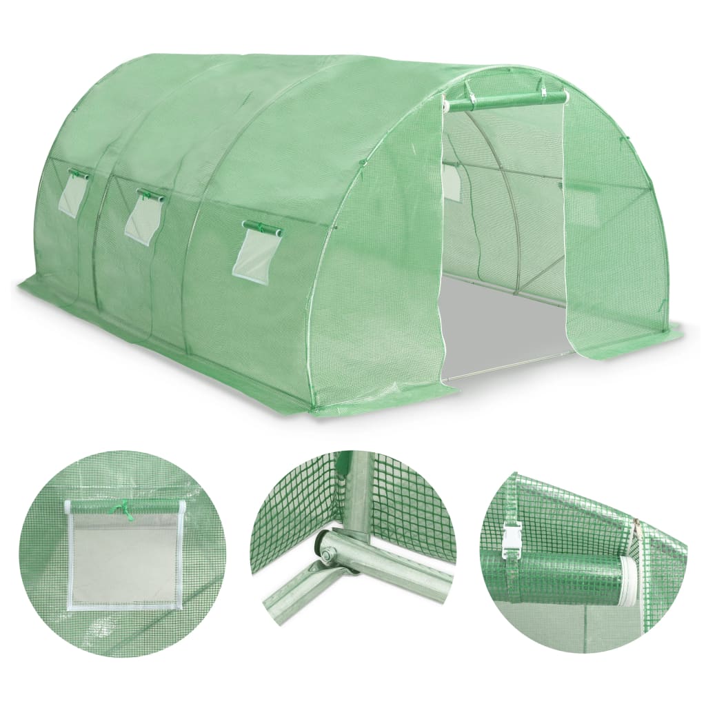Greenhouse | Green | Polyethylene mesh fabric and galvanised steel