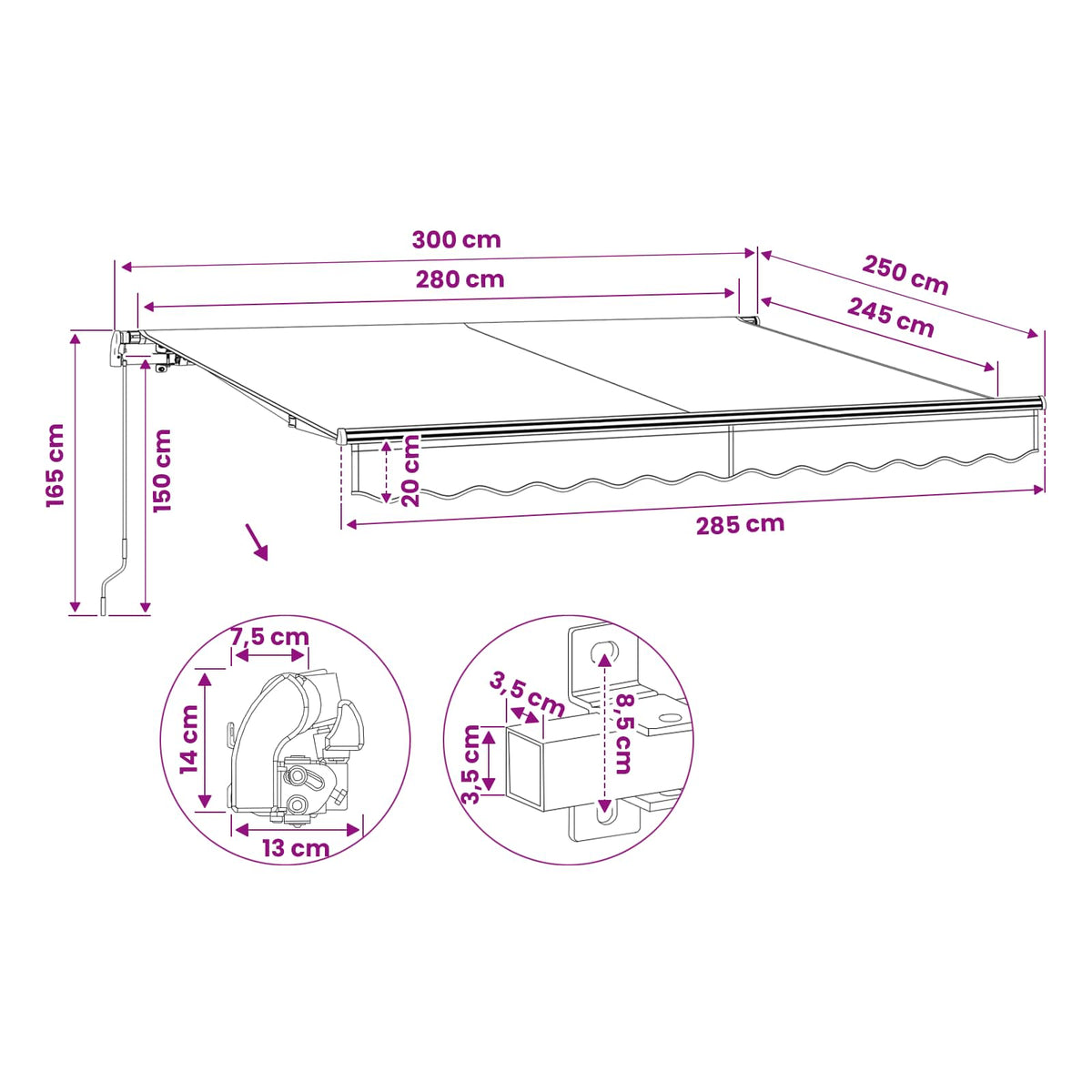 Folding Awning Manual Operated 300 cm Blue/White