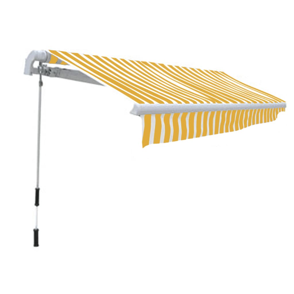 275558 vidaXL Folding Awning Manual Operated 300 cm Yellow/White (143030+143036)