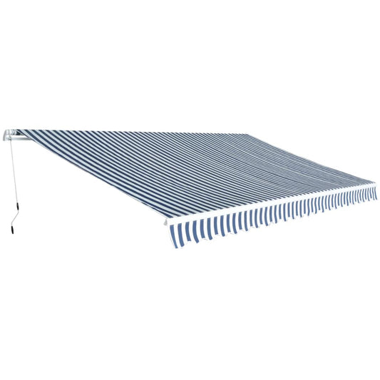 275566 vidaXL Folding Awning Manual Operated 500 cm Blue/White (143041+143048)