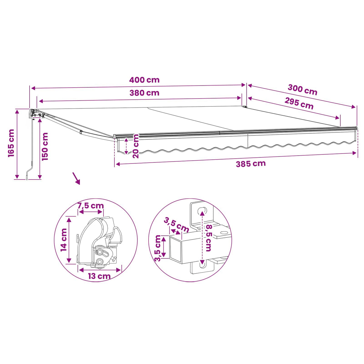 Folding Awning Manual Operated 400 cm Cream