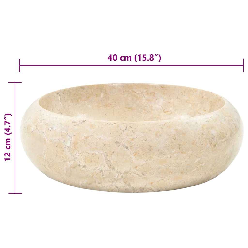 142767 vidaXL Sink 40x12 cm Marble Cream