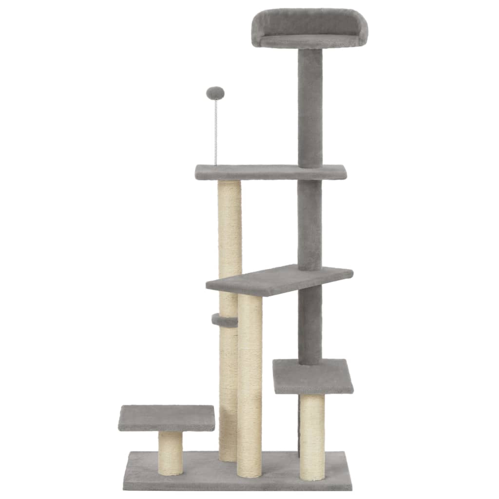 Cat Tree with Sisal Scratching Post Grey 125 cm