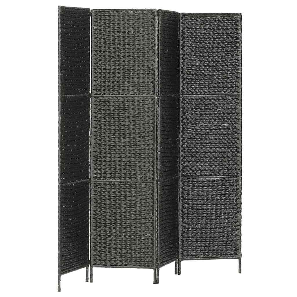 4-Panel Room Divider Black 154x160 cm Water Hyacinth