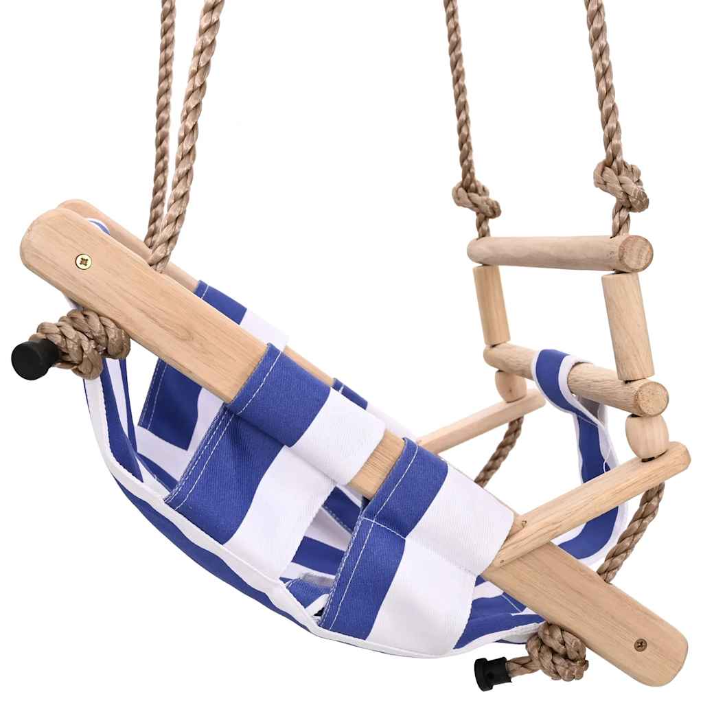 vidaXL Baby Swing with Safety Belt Cotton Wood Blue