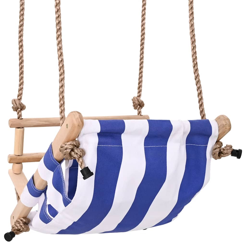 vidaXL Baby Swing with Safety Belt Cotton Wood Blue