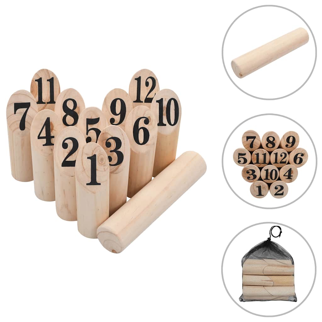 91804 vidaXL Number Kubb Game Set Wood