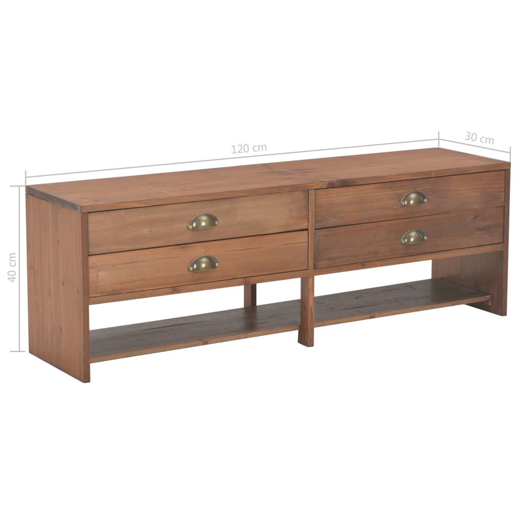 vidaXL TV Cabinet with 4 Drawers 120x30x40 cm Solid Fir Wood