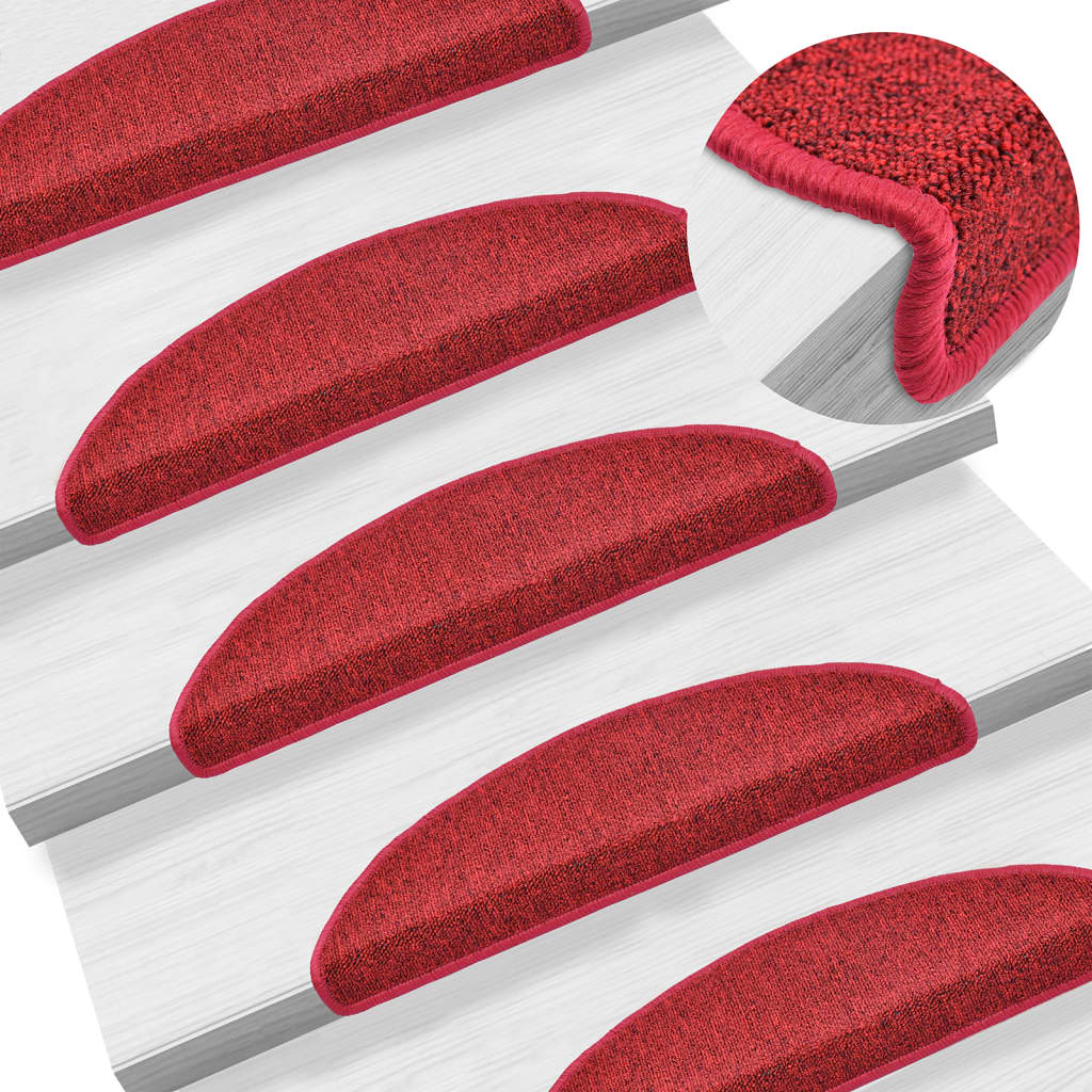 Stair Mats 15 pcs 56x17x3 cm Red Half Round