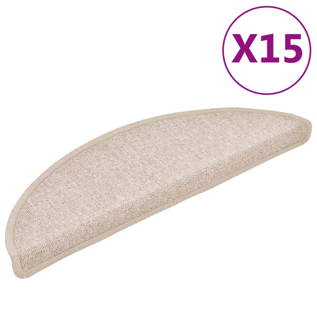 Stair Mats 15 pcs 56x17x3 cm Taupe Half Round