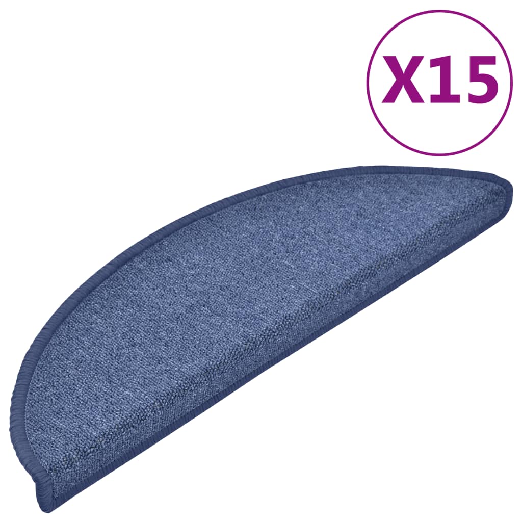 vidaXL Carpet Stair Treads 15 pcs Blue 56x17x3 cm