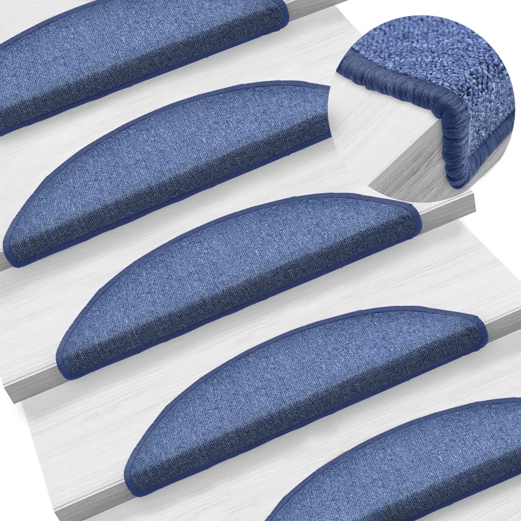 vidaXL Carpet Stair Treads 15 pcs Blue 56x17x3 cm