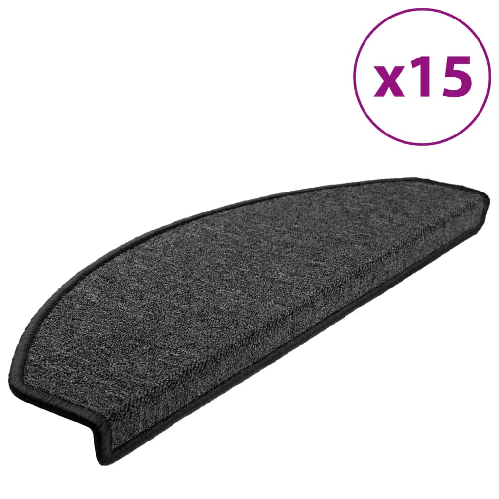 vidaXL Carpet Stair Treads 15 pcs Anthracite 65x24x4 cm