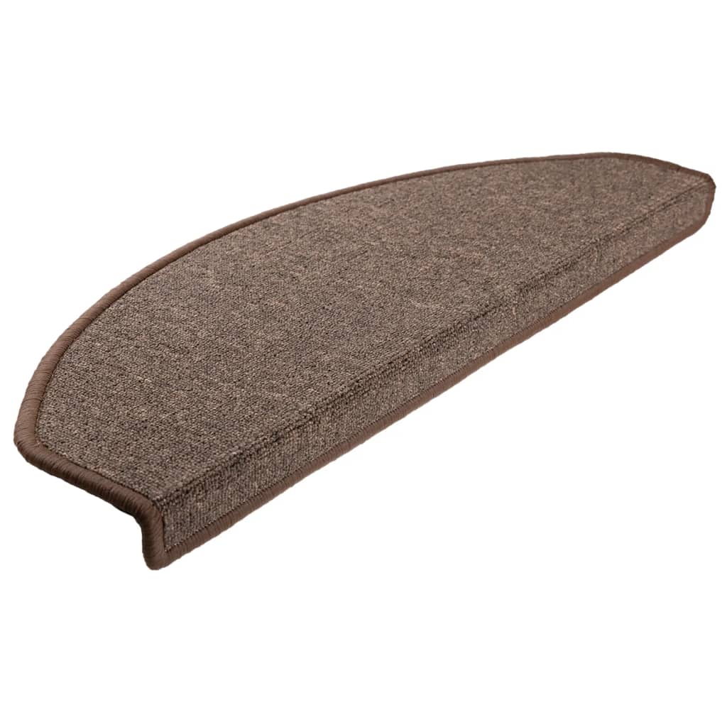 Stair Mats 15 pcs 65x24x4 cm Coffee Brown Half Round Large