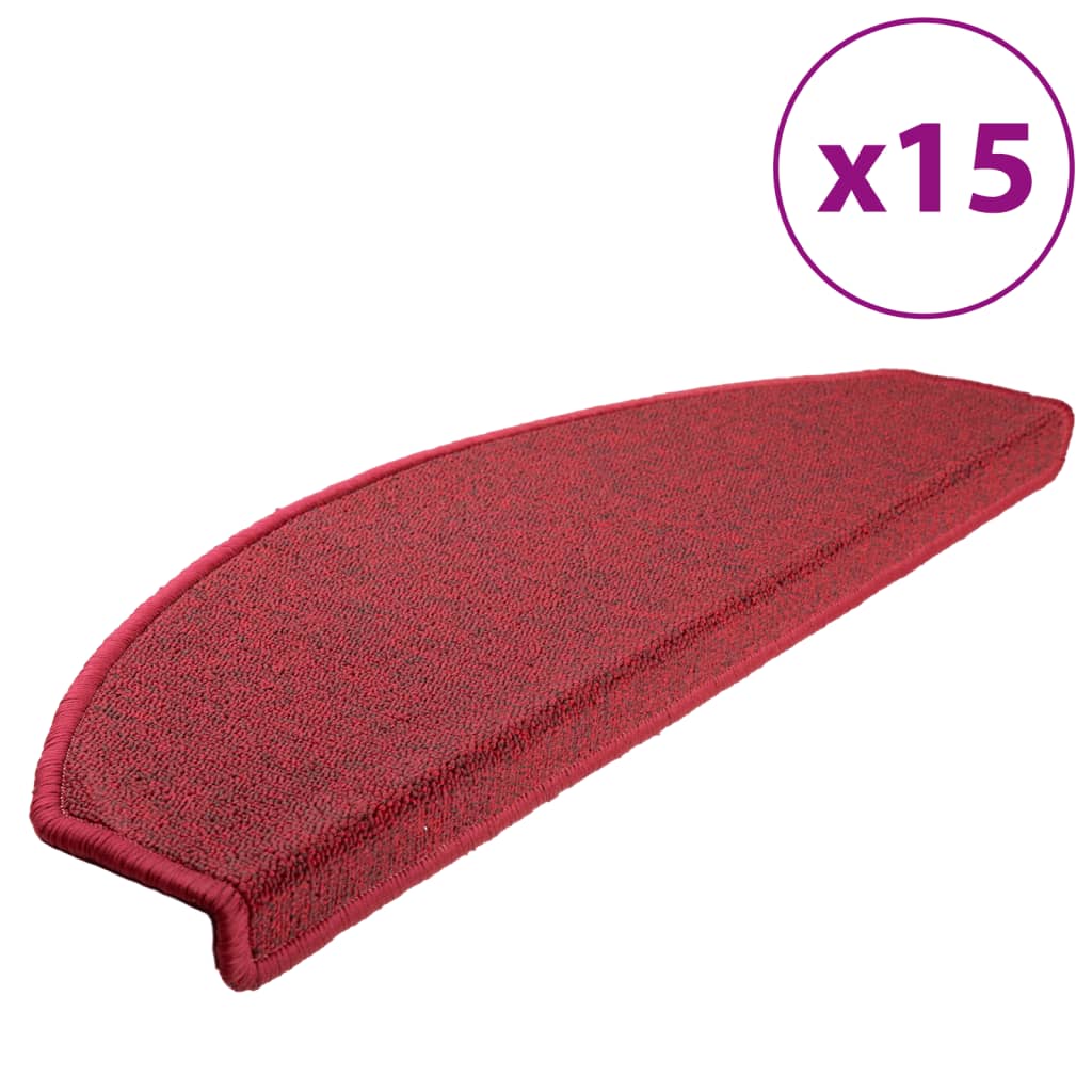 Stair mats 15 pcs 65 x 24 x 4 cm Non-Slip Red