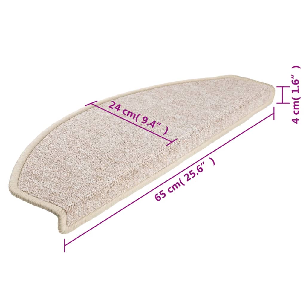 Stair Mats 15 pcs 65x24x4 cm Taupe Half Round Large