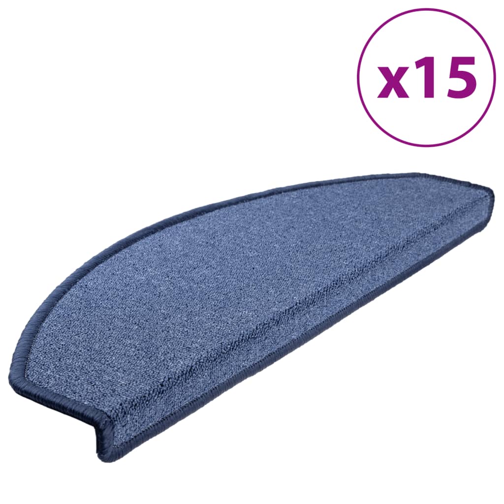 Stair Mats 15 pcs 65x24x4 cm Blue Half Round Large