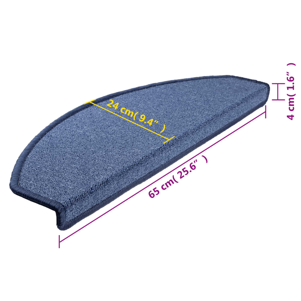 Stair Mats 15 pcs 65x24x4 cm Blue Half Round Large