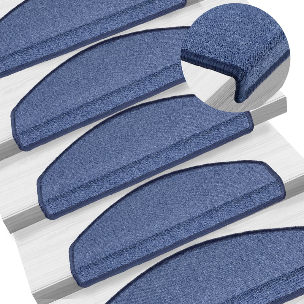 Stair Mats 15 pcs 65x24x4 cm Blue Half Round Large
