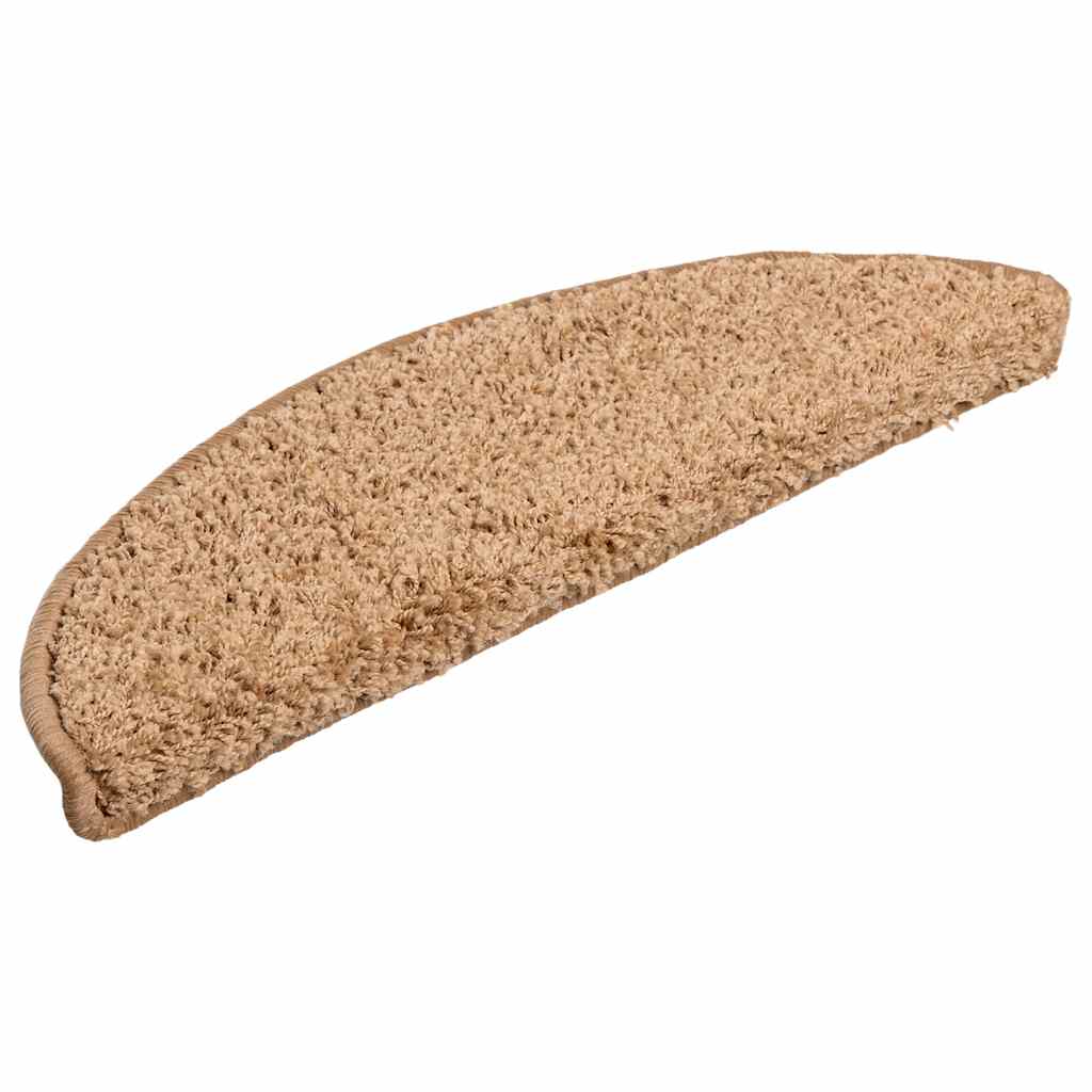 Stair Mats 15 pcs 56x17x3 cm Beige Half Round