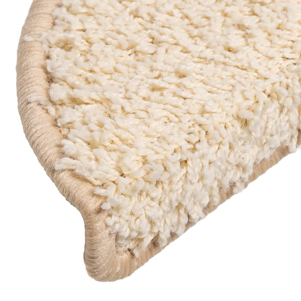 Stair Mats 15 pcs 56x17x3 cm Cream Half Round