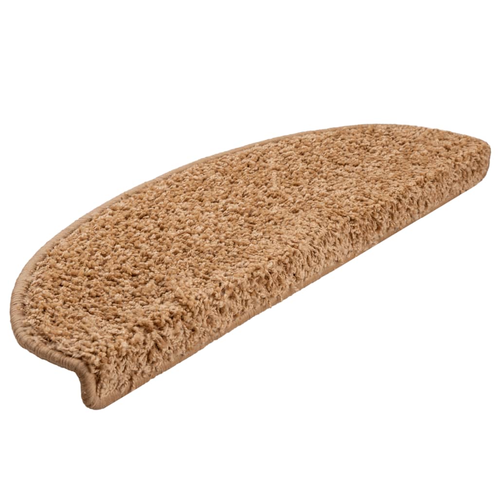 Stair Mats 15 pcs 65x21x4 cm Beige Half Round Large