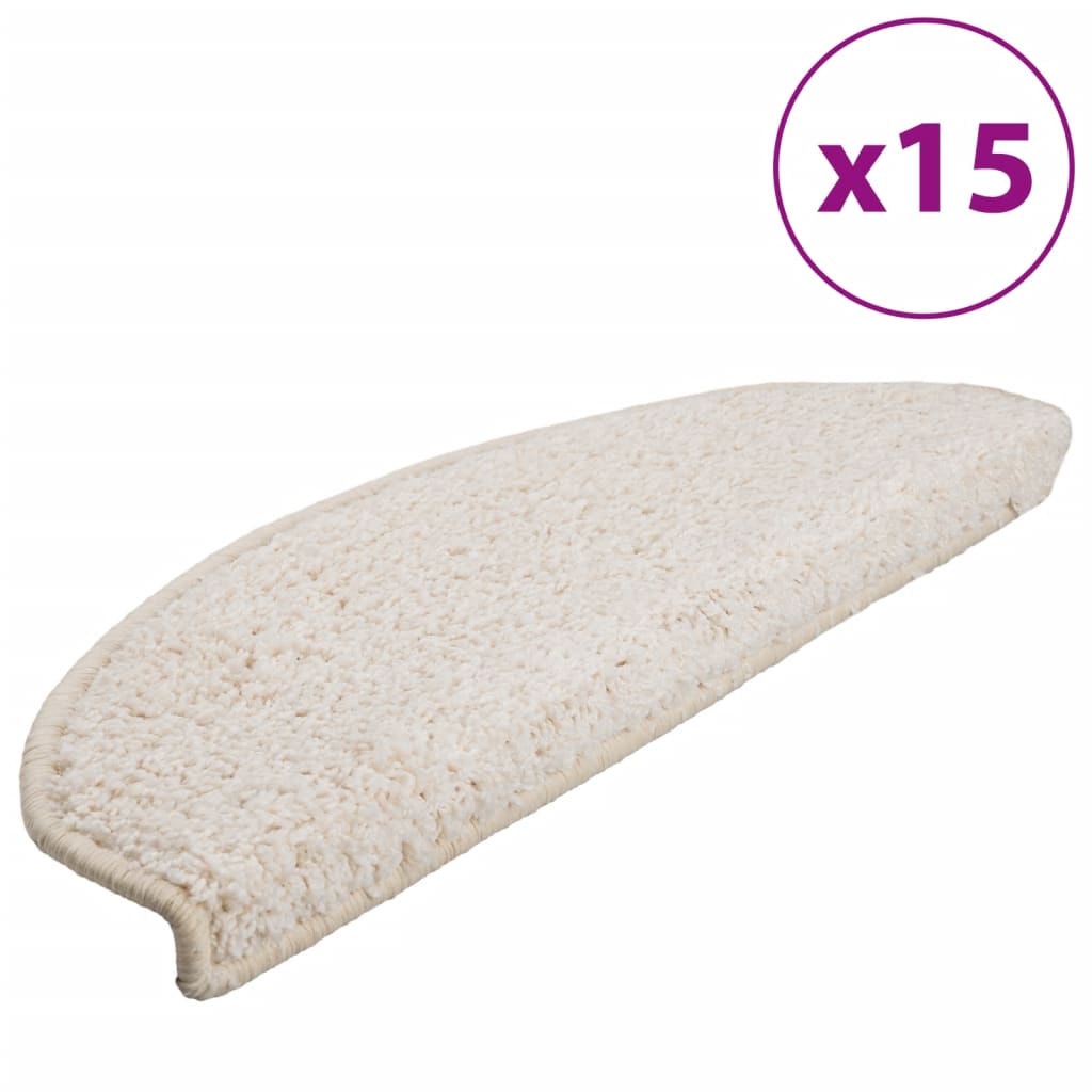 vidaXL Carpet Stair Treads 15 pcs White 65x21x4 cm