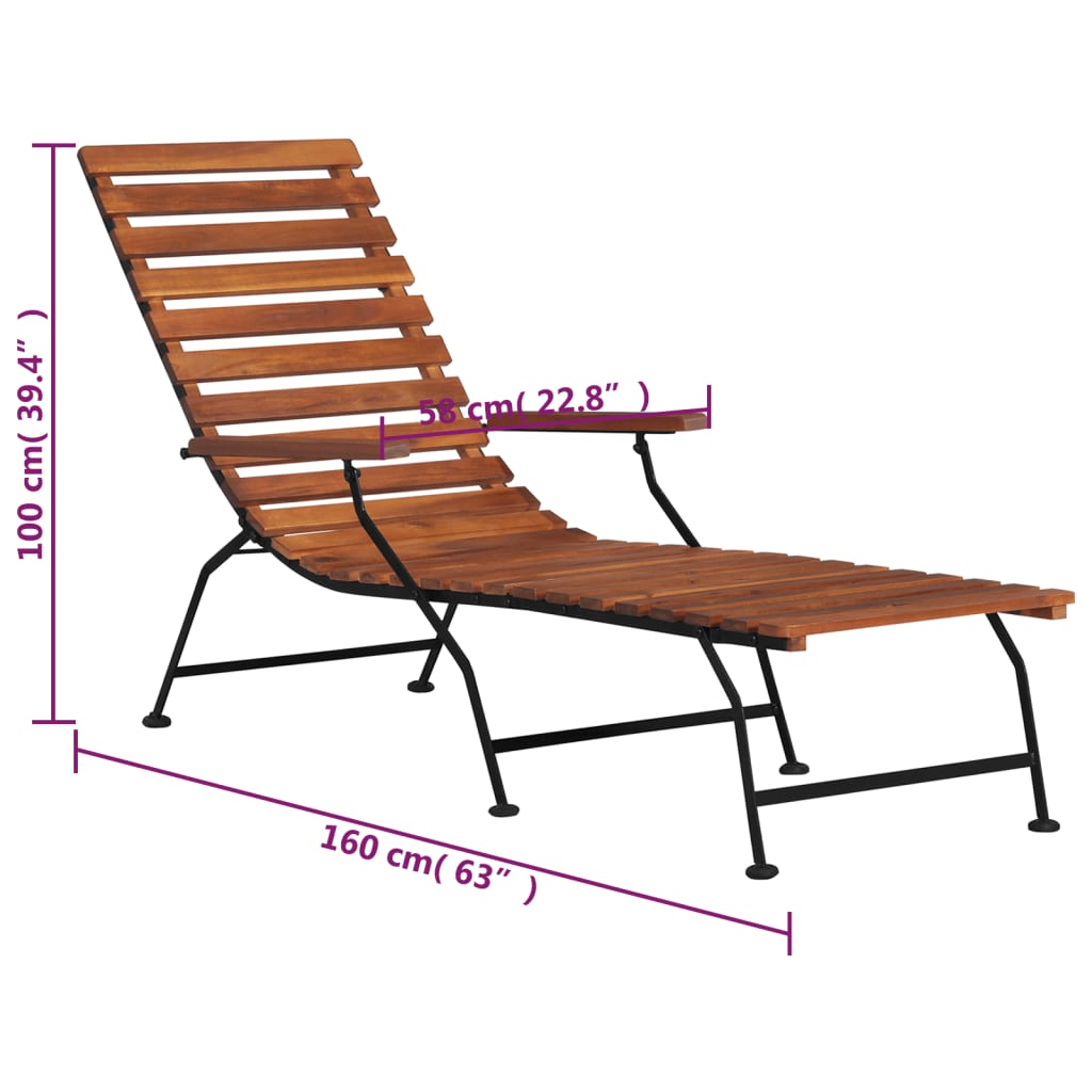 vidaXL Outdoor Deck Chair Solid Acacia Wood