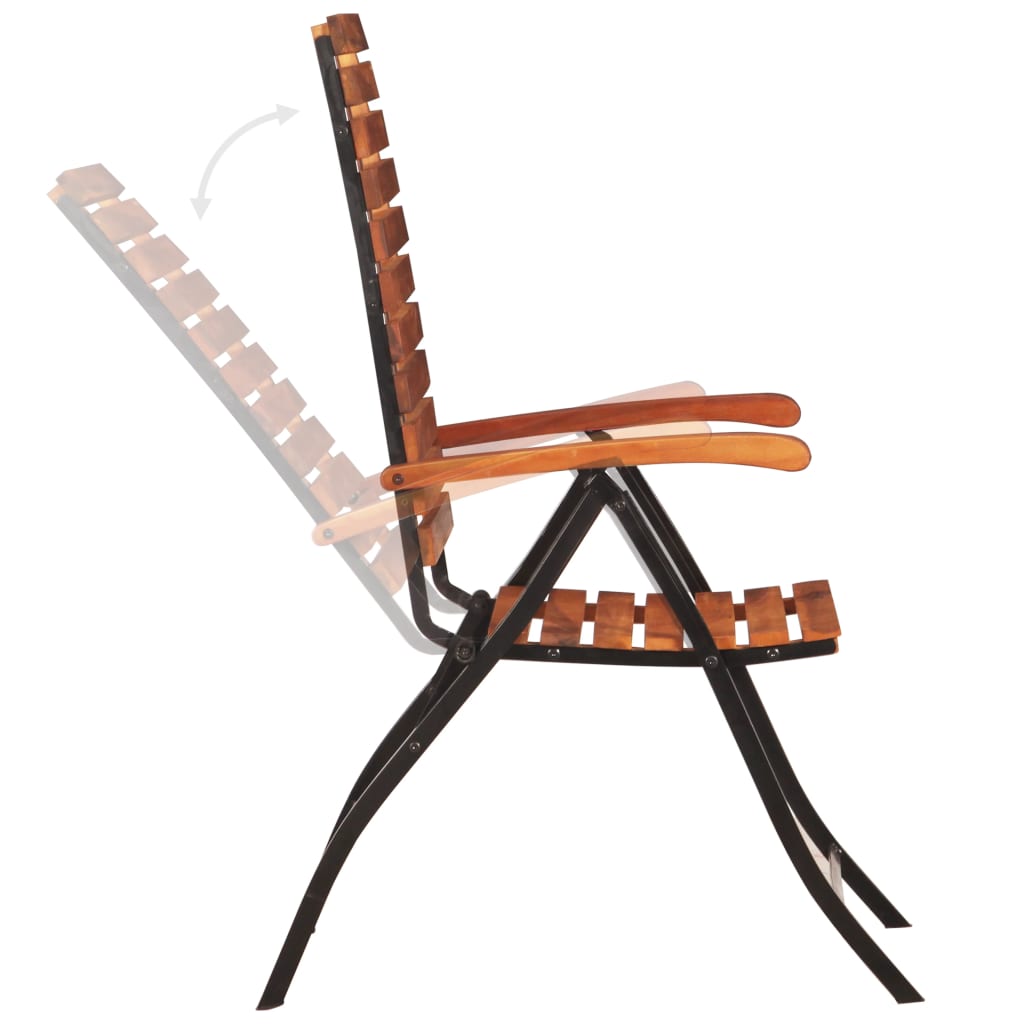 2 chaises de jardin inclinables en bois d'acacia massif