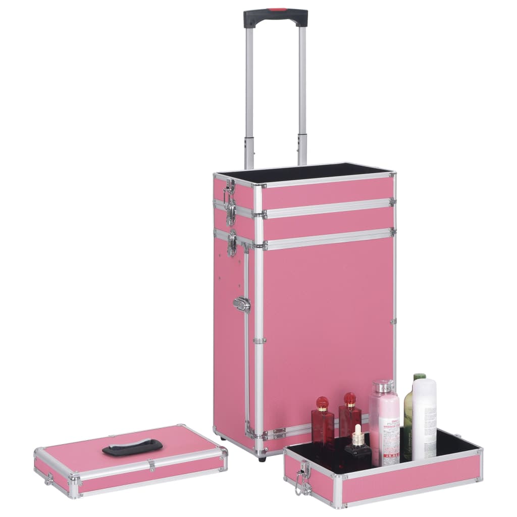 vidaXL Make-up Trolley Aluminium Pink