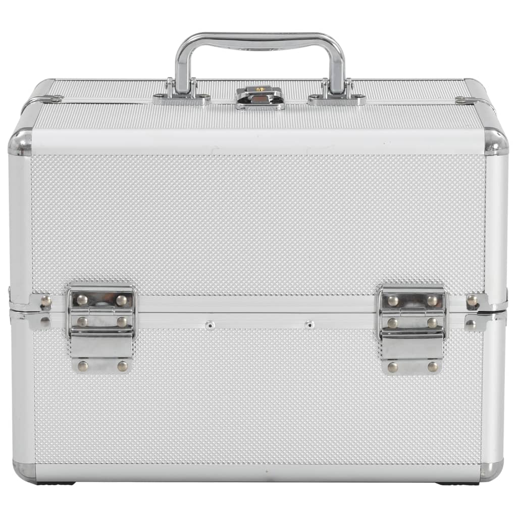 vidaXL Make-up Case 22x30x21 cm Silver Aluminium