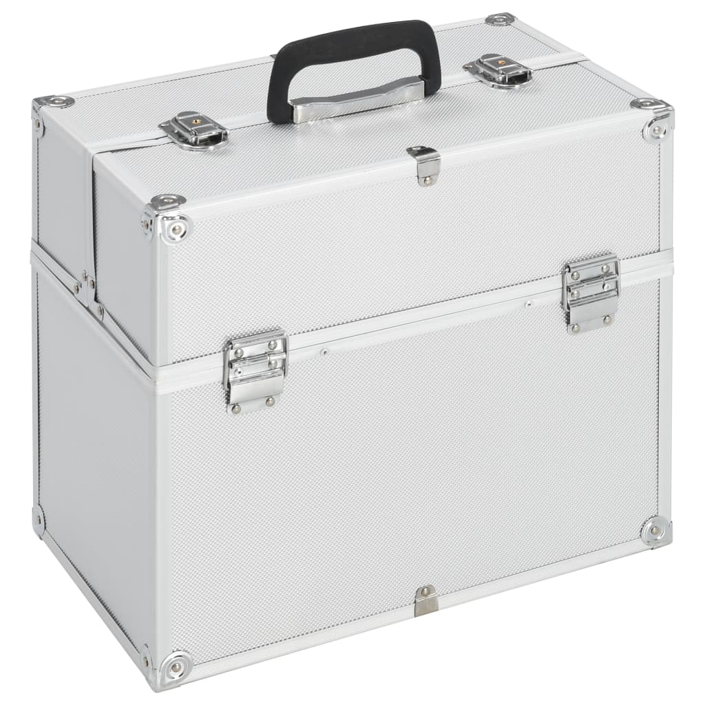 vidaXL Make-up Case 38x23x34 cm Silver Aluminium