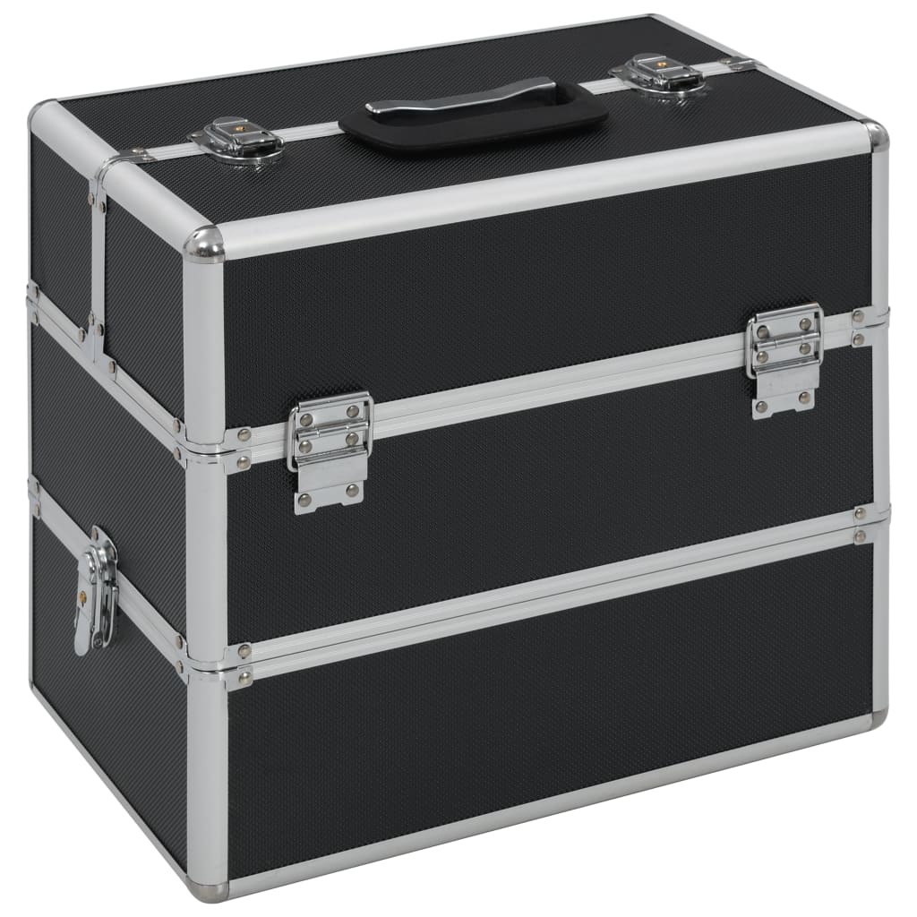 vidaXL Make-up Case 37x24x35 cm Black Aluminium