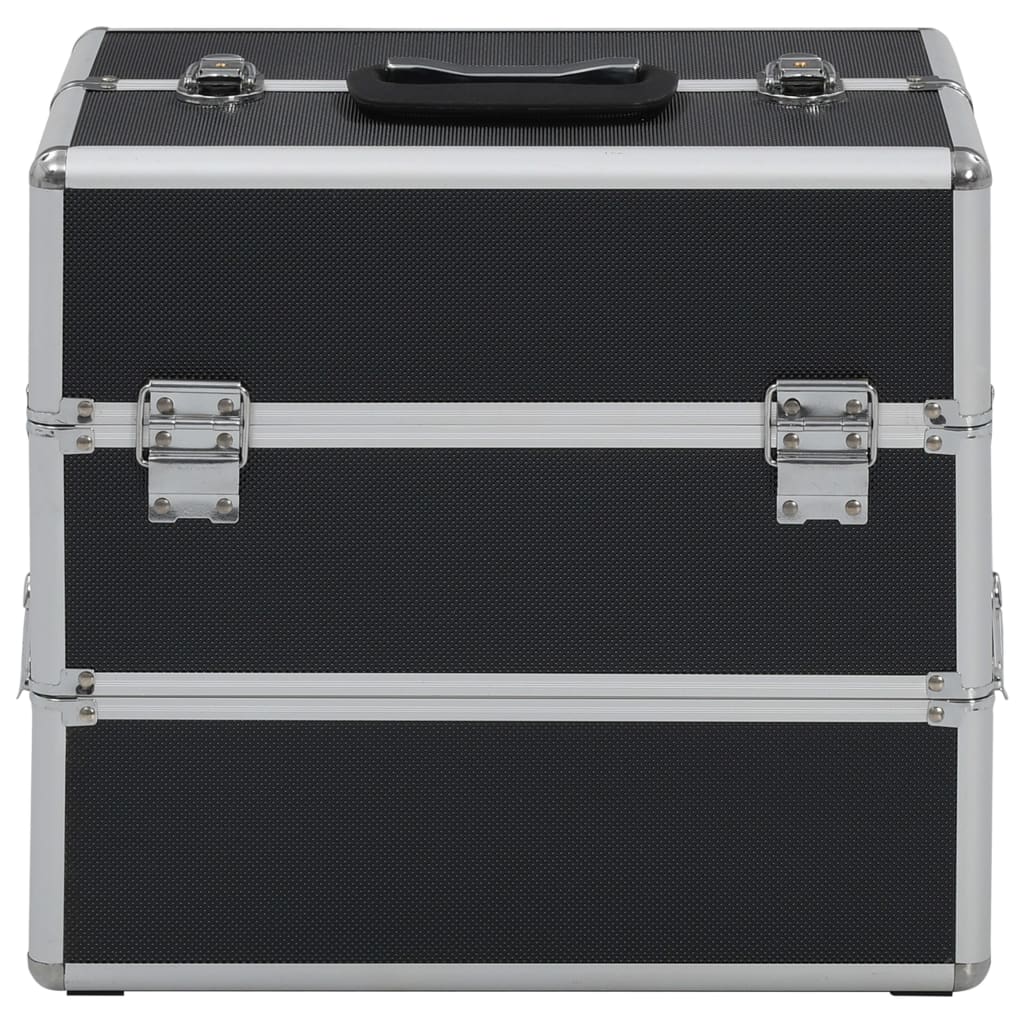 vidaXL Make-up Case 37x24x35 cm Black Aluminium