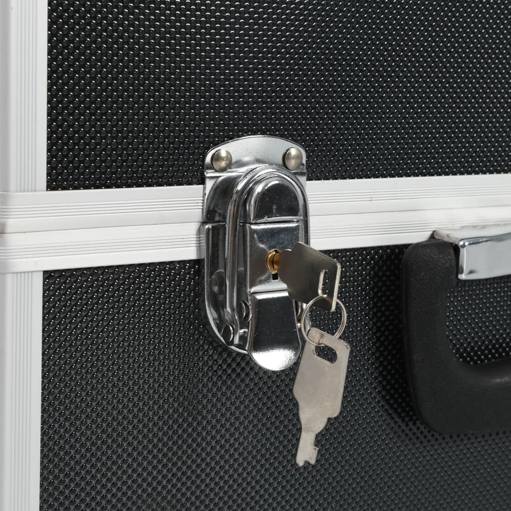 vidaXL Tool Case 38x22.5x34 cm Black Aluminum