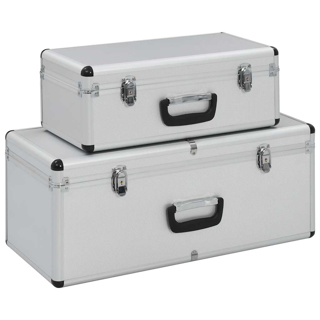 vidaXL Storage Cases 2 pcs Silver Aluminium