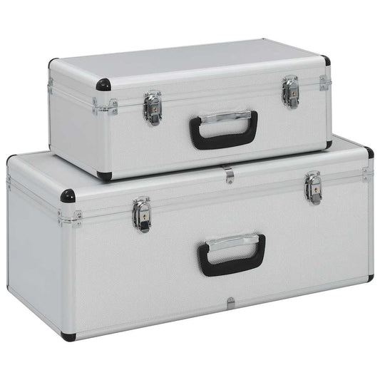 vidaXL Storage Cases 2 pcs Silver Aluminium