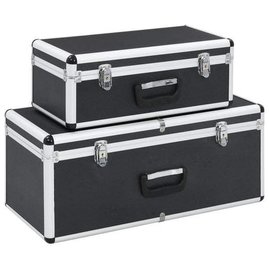 vidaXL Storage Cases 2 pcs Black Aluminium