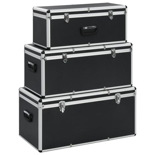 vidaXL Storage Cases 3 pcs Black Aluminium