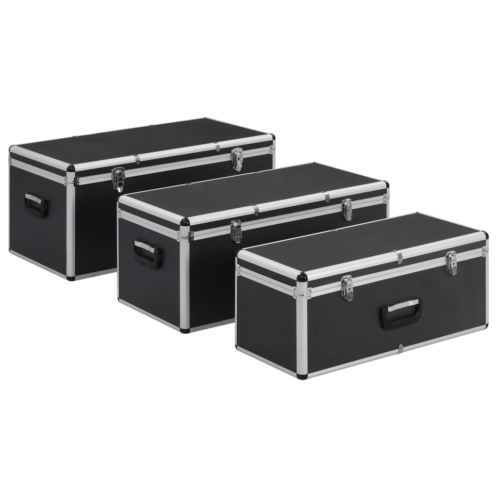 vidaXL Storage Cases 3 pcs Black Aluminium