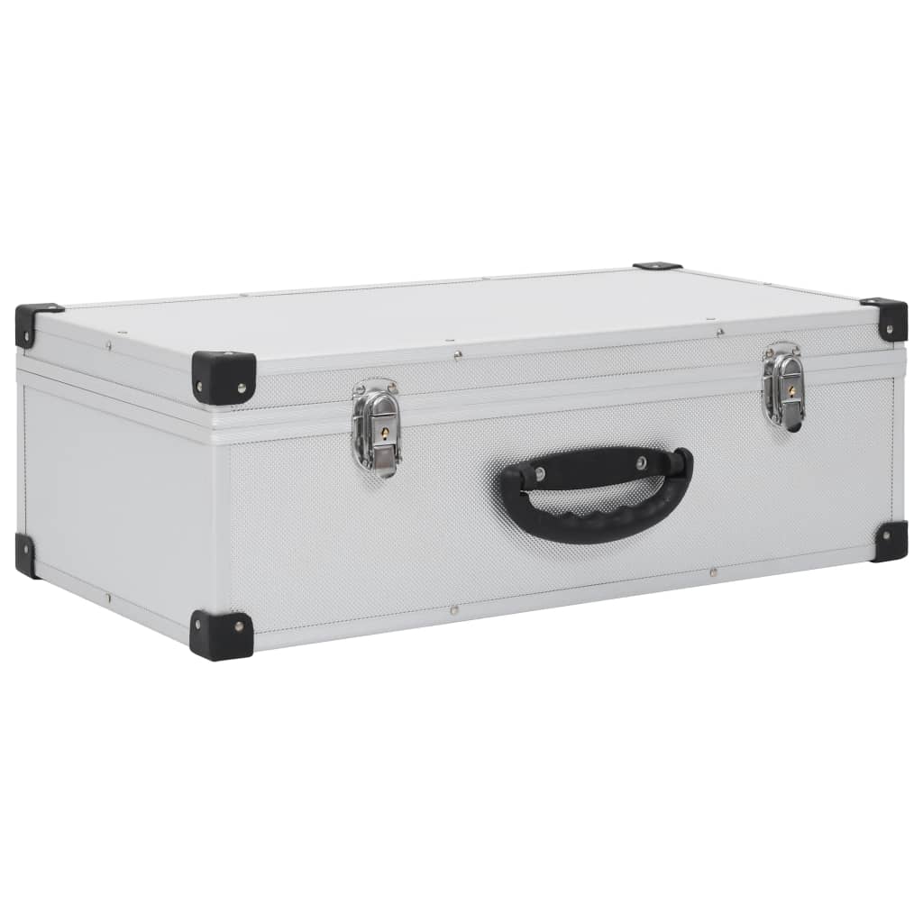 91854 vidaXL CD Case for 80 CDs Aluminium ABS Silver